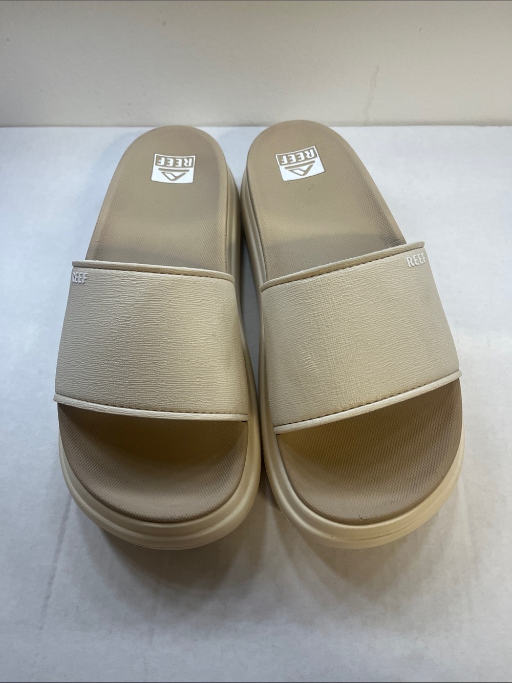 Reef Beige Platform Slide Sandals